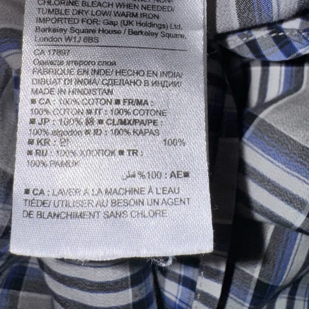 Banana Republic Camden Fit Plaid Button Down Shirt XL Blue Gray Cotton